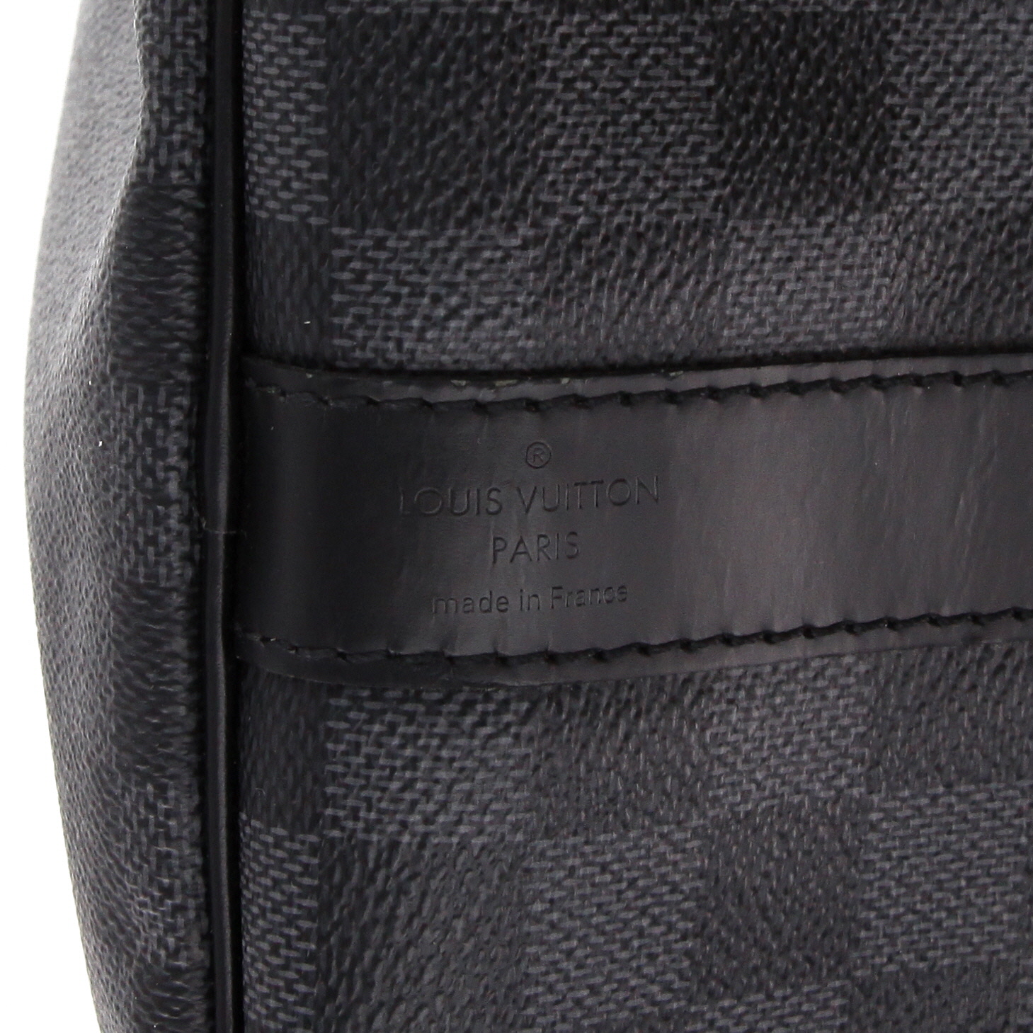 Louis Vuitton  Keepall 55 travel bag  in grey Graphite damier canvas  and black leather - Detail D6