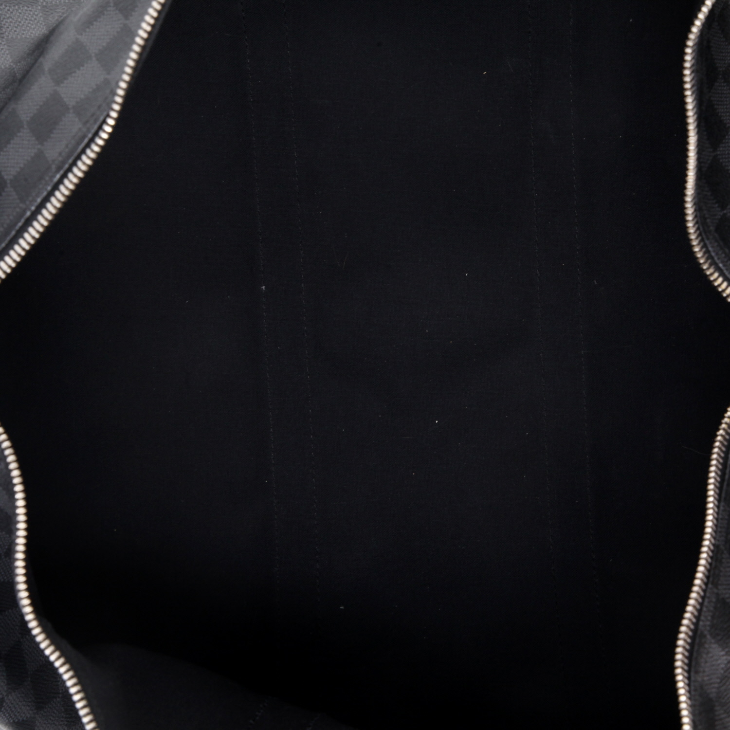 Borsa da viaggio Louis Vuitton  Keepall 55 in tela a scacchi grigio Graphite e pelle nera - Detail D7