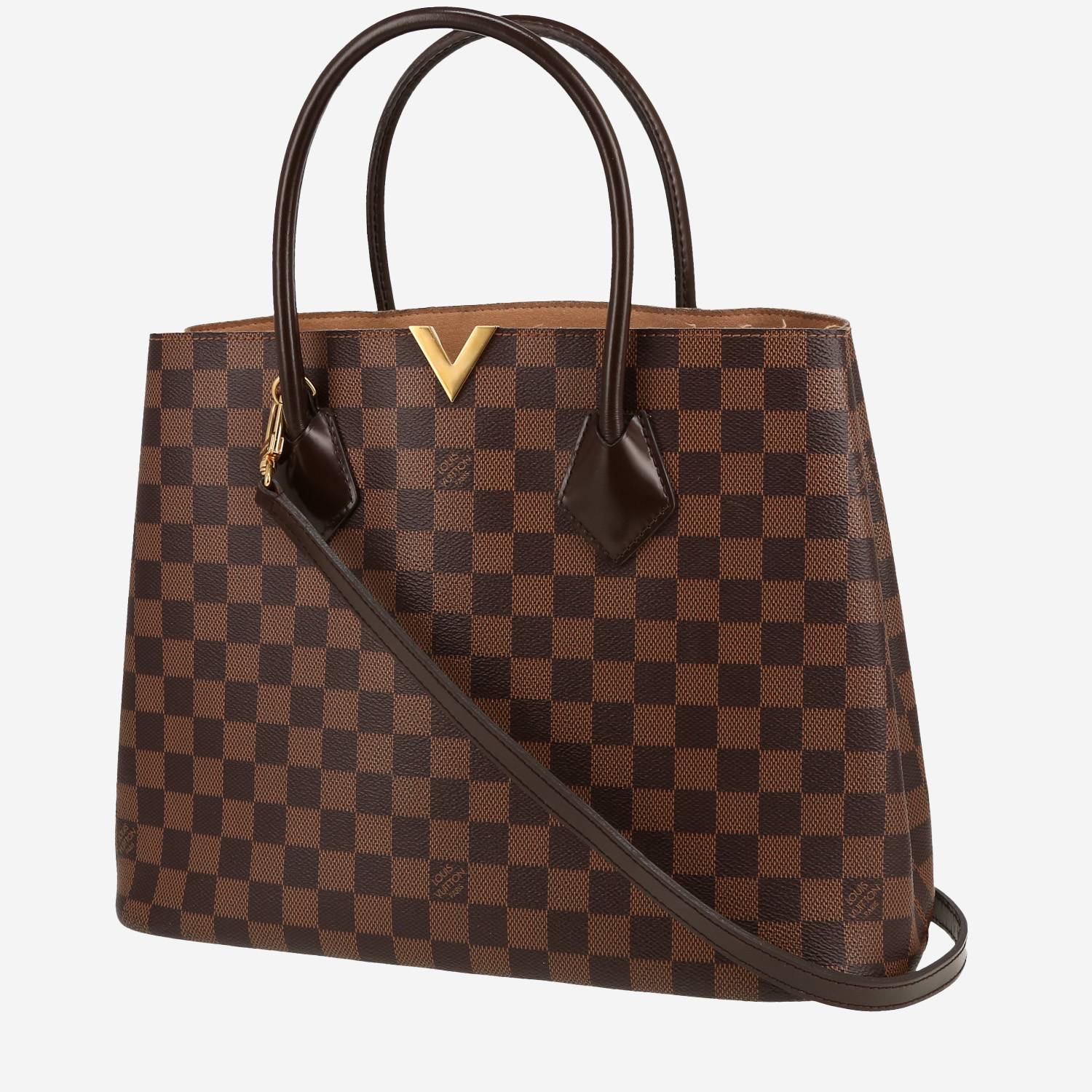 Borsa Louis Vuitton  Kensington in tela a scacchi ebana e pelle marrone
