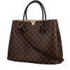 Shopping bag Louis Vuitton  Kensington in tela a scacchi ebana e pelle marrone - 00pp thumbnail