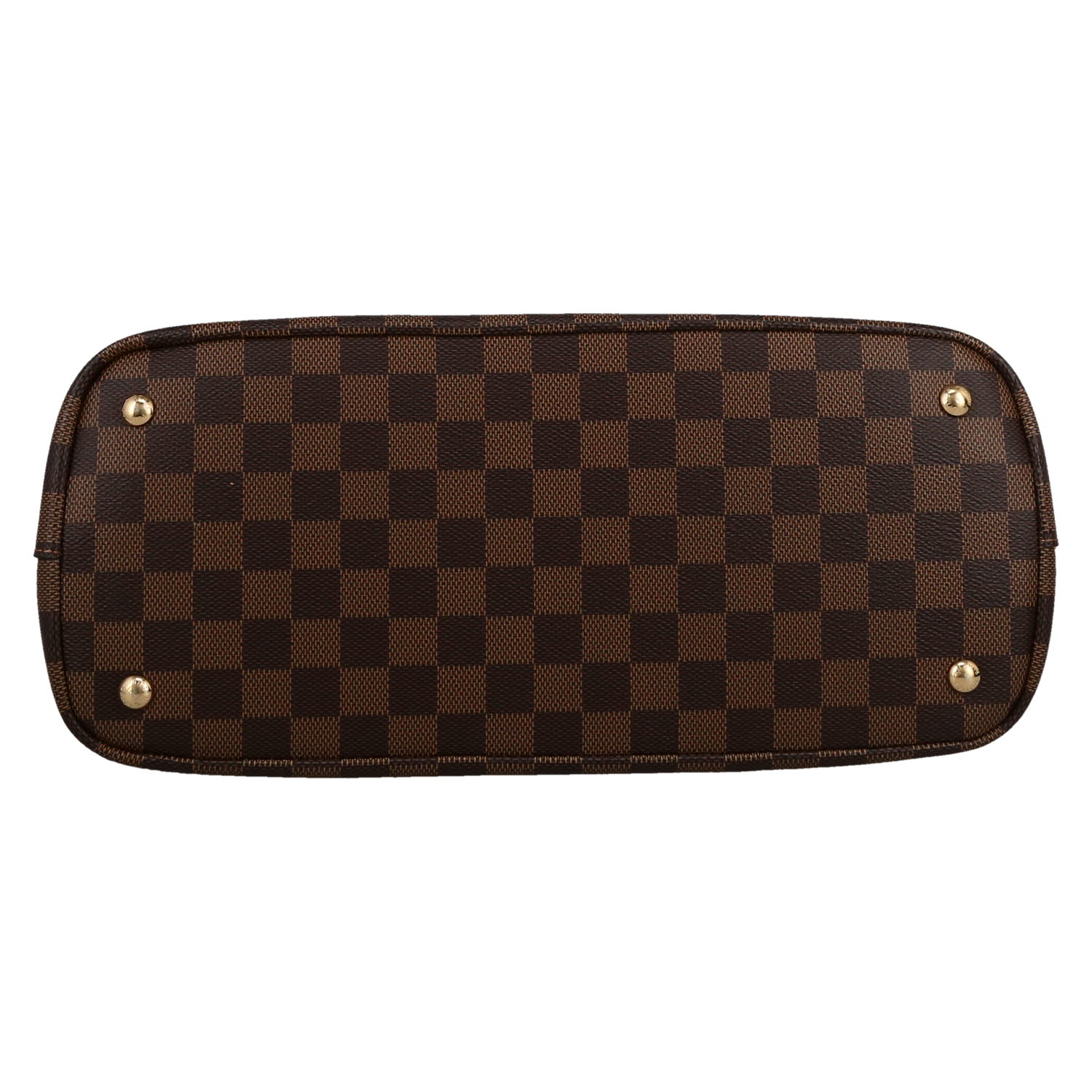 Sac cabas Louis Vuitton  Kensington en toile damier ébène et cuir marron - Detail D1