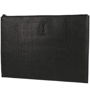 Pochette Saint Laurent   en cuir noir