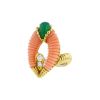 Vintage  ring in yellow gold, coral and chrysopraseand in diamonds - 00pp thumbnail
