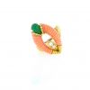 Vintage  ring in yellow gold, coral and chrysopraseand in diamonds - 360 thumbnail