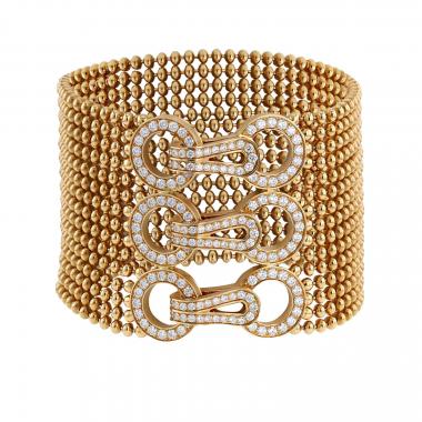 Flexible Cartier Agrafe cuff bracelet in pink gold and diamonds