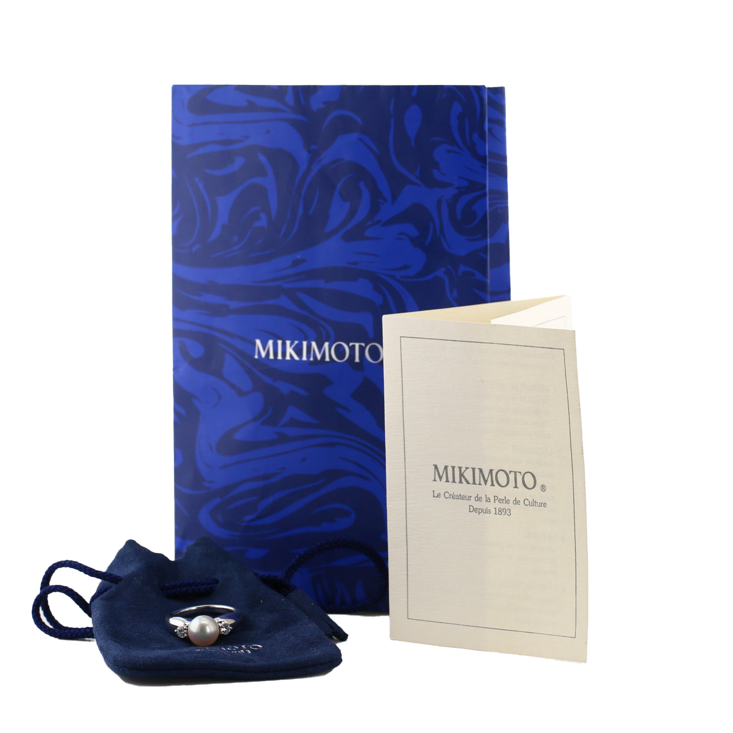 Mikimoto  ring in white gold, cultured pearl and diamonds - Detail D3