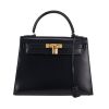 Hermès  Kelly 28 cm handbag  in navy blue box leather - 360 thumbnail