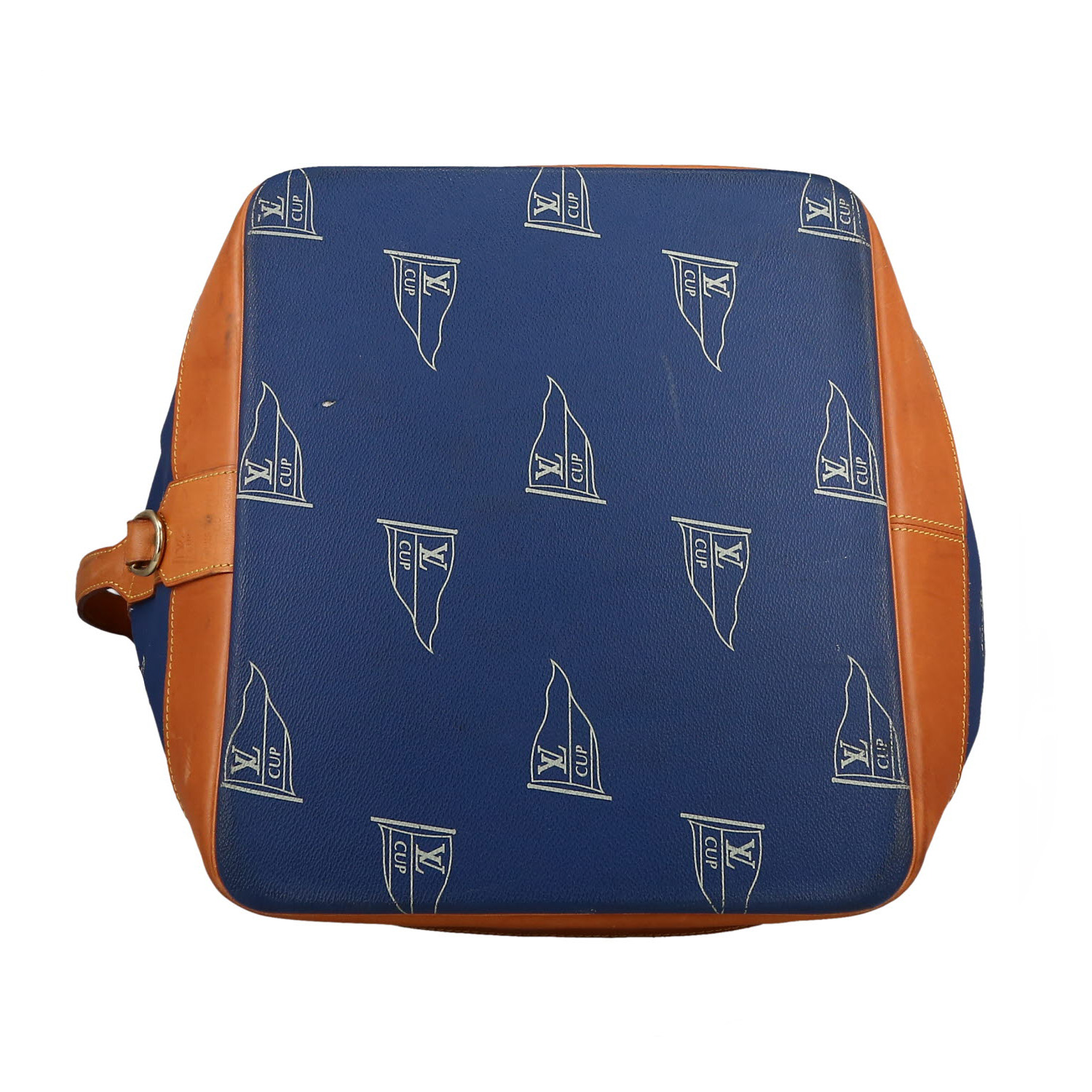 Borsa da viaggio Louis Vuitton  America's Cup in tela monogram cerata blu e pelle naturale - Detail D1