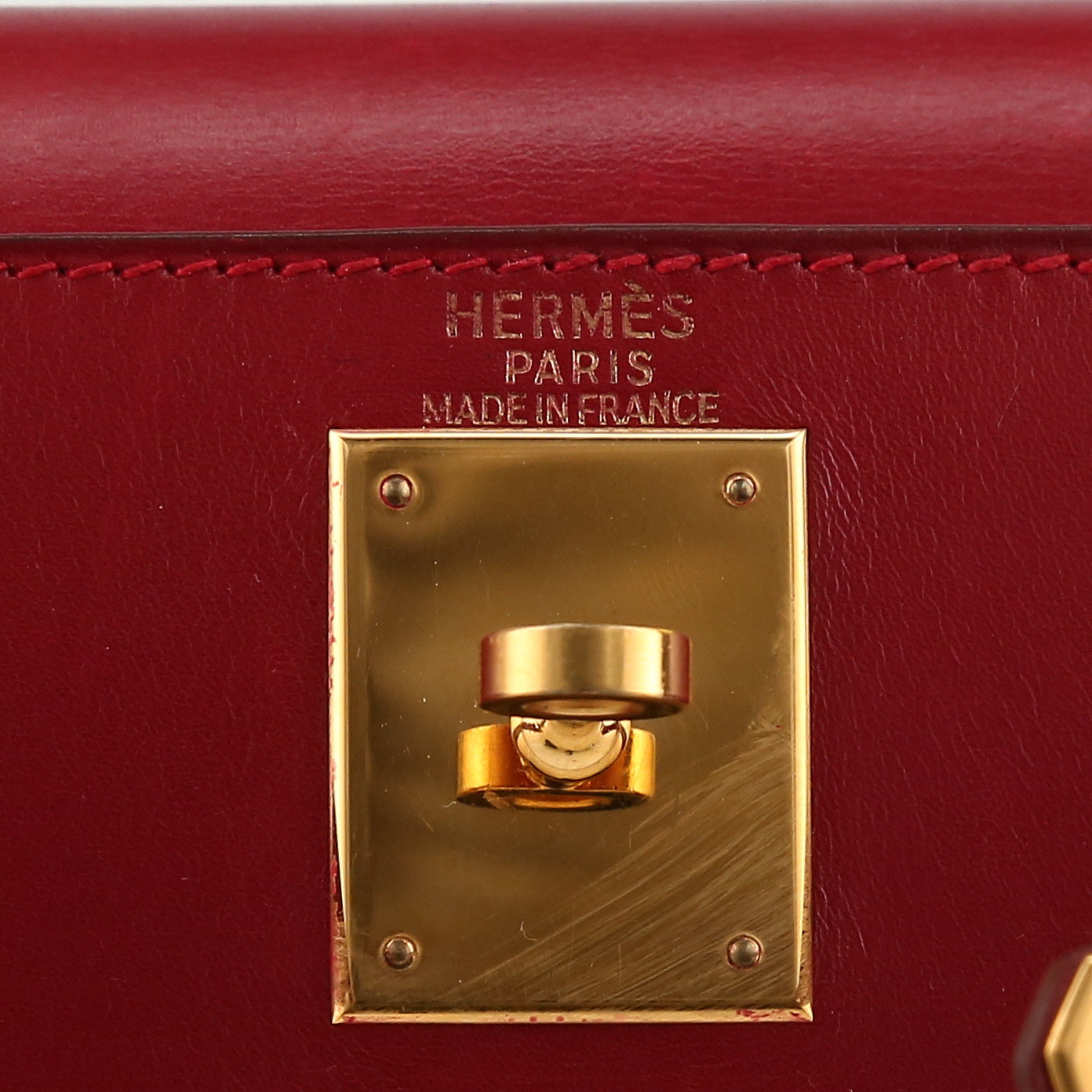 Sac à main Hermès  Kelly 28 cm en cuir box rouge Vif - Detail D2