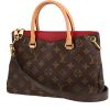 Bolso de mano Louis Vuitton  Pallas BB en lona Monogram marrón y cuero rojo - 00pp thumbnail