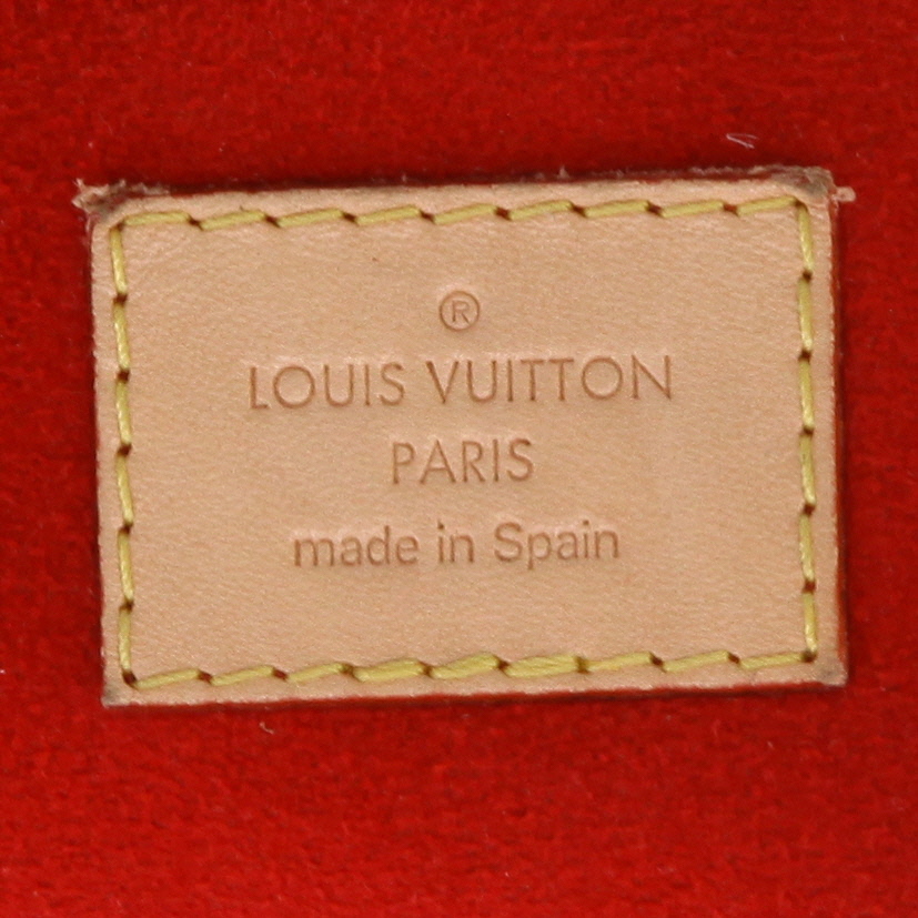 Bolso de mano Louis Vuitton  Pallas BB en lona Monogram marrón y cuero rojo - Detail D2