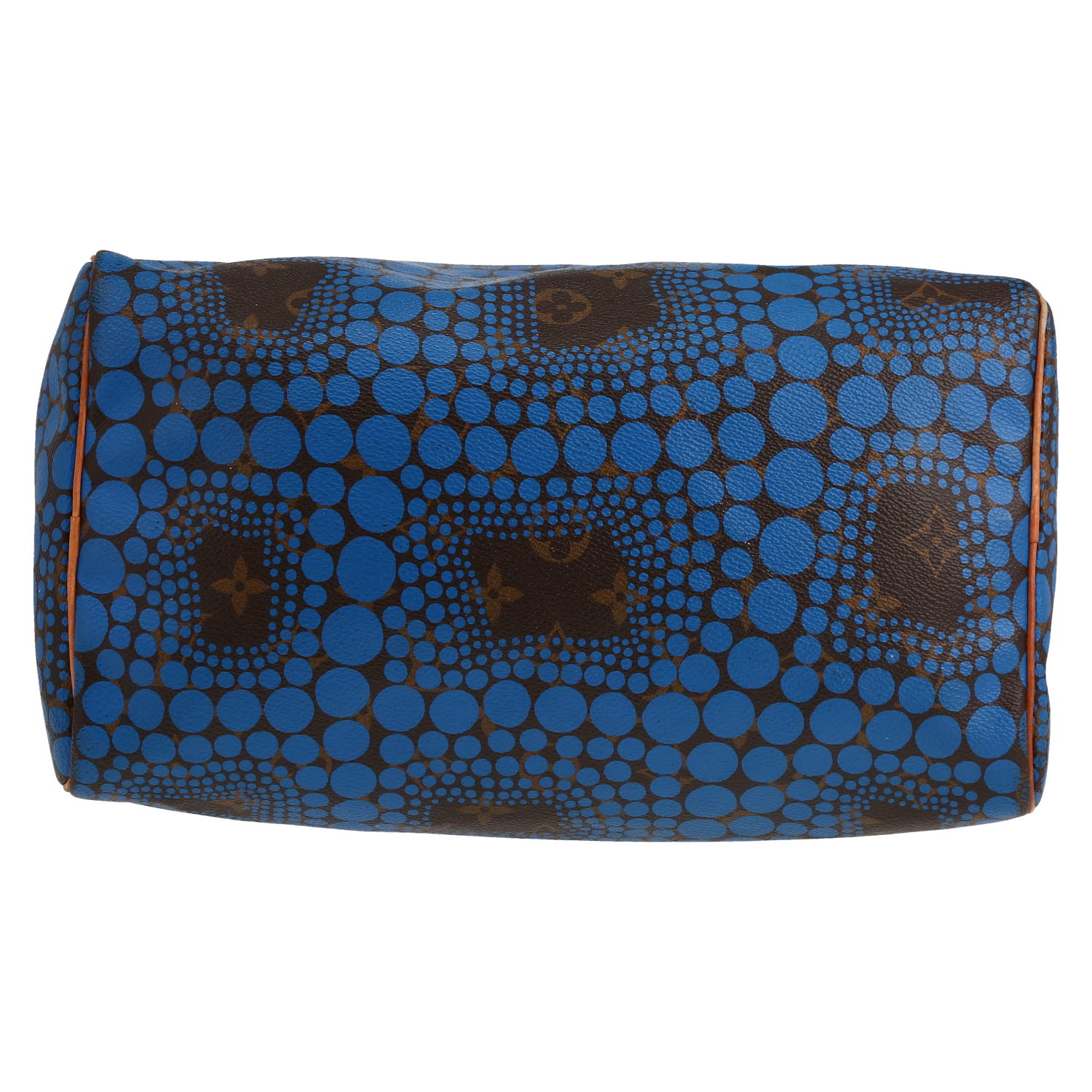 Sac à main Louis Vuitton  Speedy Editions Limitées Yayoi Kusama en toile monogram enduite marron et bleue et cuir naturel - Detail D1
