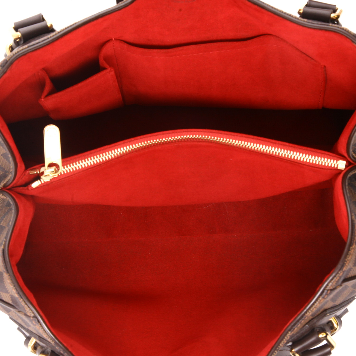 Borsa Louis Vuitton  Sistina in tela a scacchi marrone e pelle marrone - Detail D3