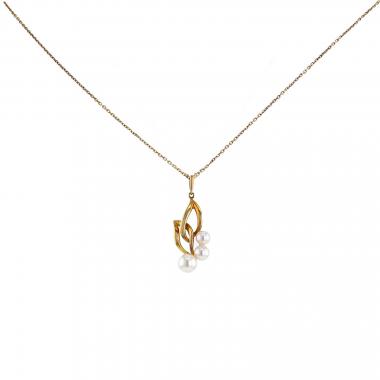 Ciondolo Mikimoto  in oro giallo e perle coltivate