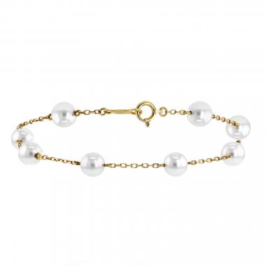 MIKIMOTO 6mm White South Sea Cultured Pearl Bracelet in 18K YG