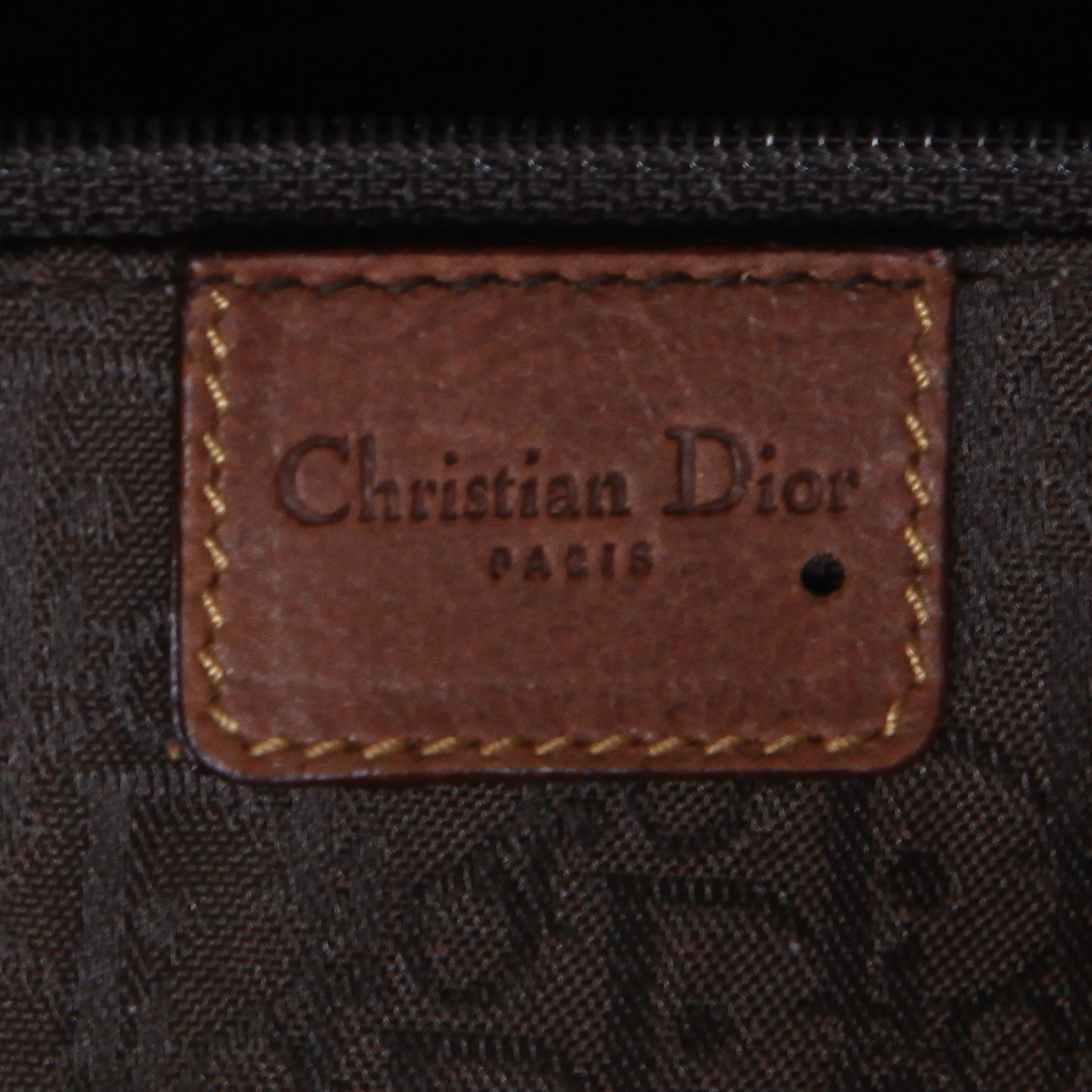 Dior  Street Chic handbag  in khaki canvas  and brown leather - Detail D2