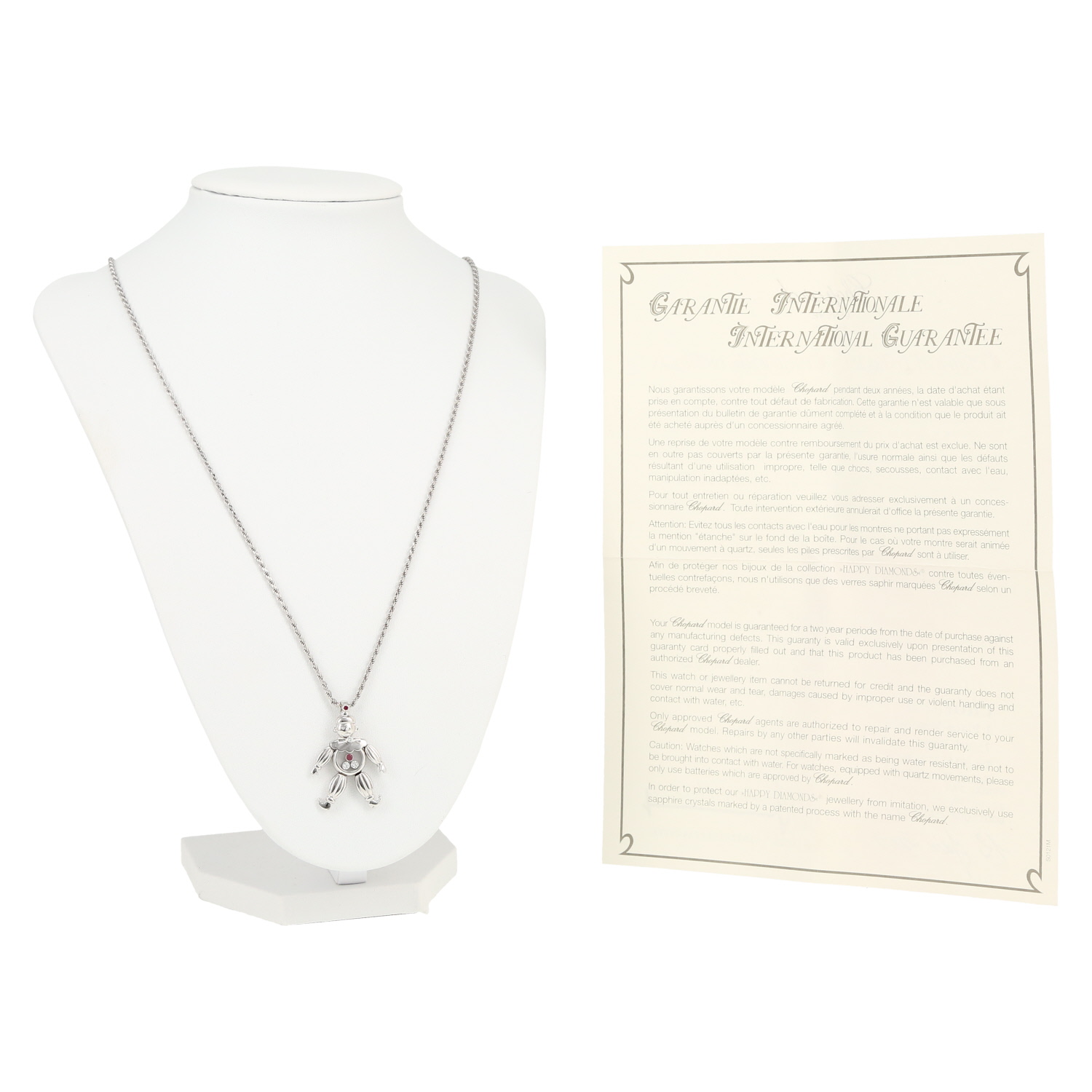 Chopard Happy Diamonds necklace in white gold, ruby and diamonds - Detail D2