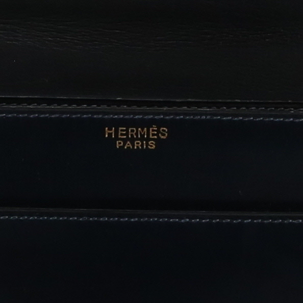 Bolso de mano Hermès  Piano en cuero box azul - Detail D2