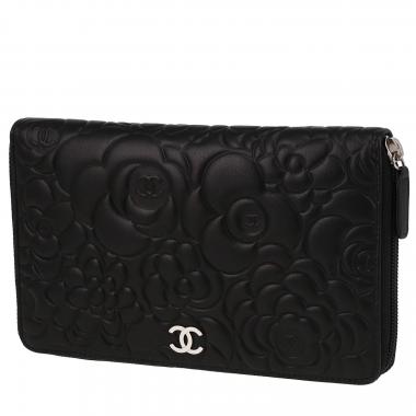 Billetera Chanel  Camelia - Wallet en cuero negro