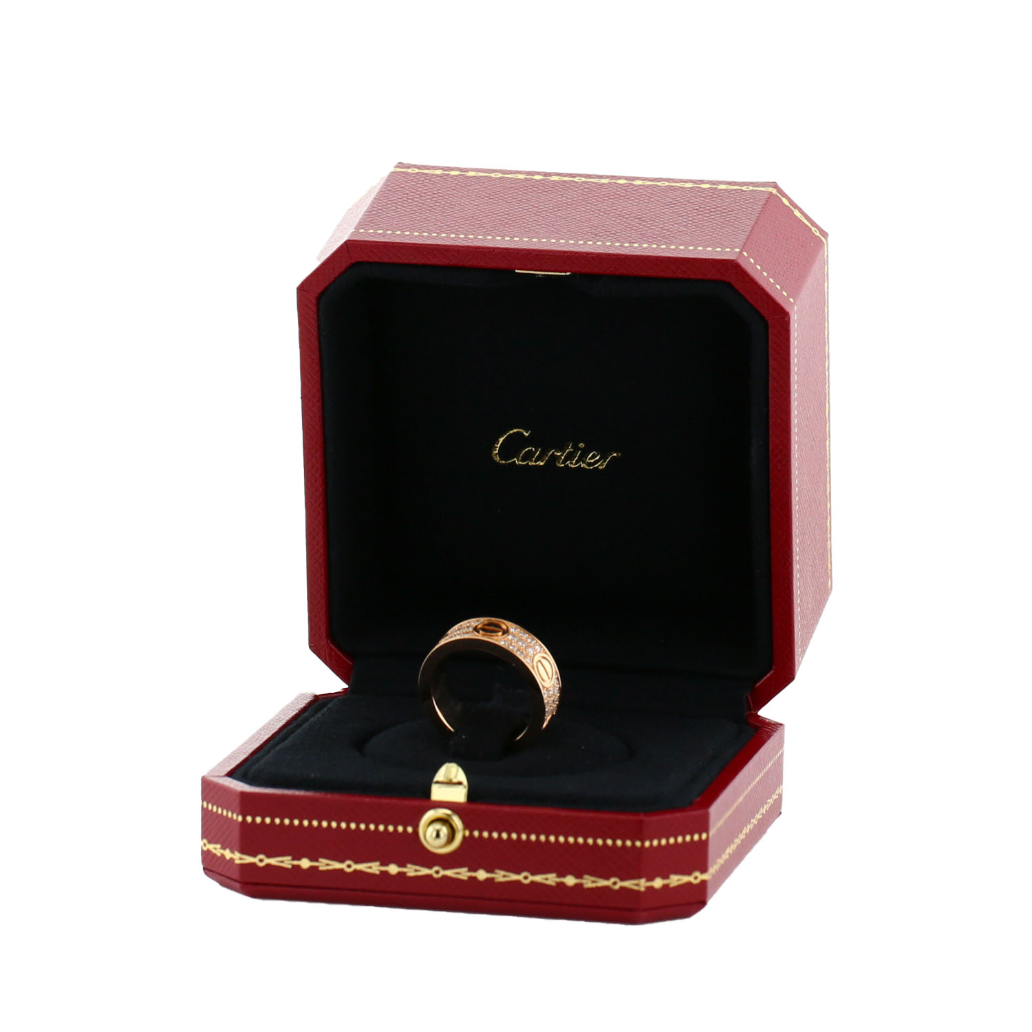 Bague Cartier Love pavé en or rose et diamants - Detail D2