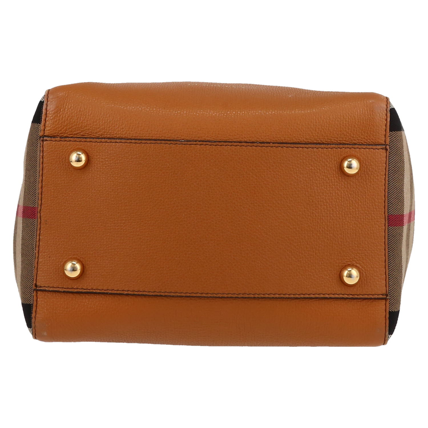 Burberry   handbag  in gold leather  and Haymarket canvas - Detail D1