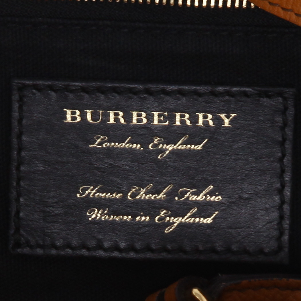 Burberry   handbag  in gold leather  and Haymarket canvas - Detail D2