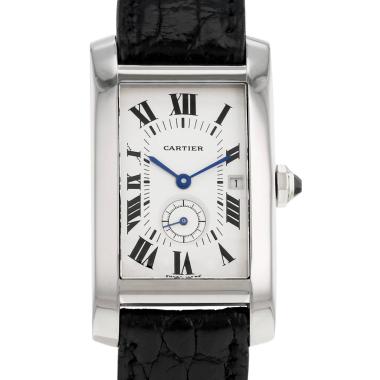 Montre Cartier Tank Américaine moyen modèle  en or blanc Ref: Cartier - 3012905  Vers 1990