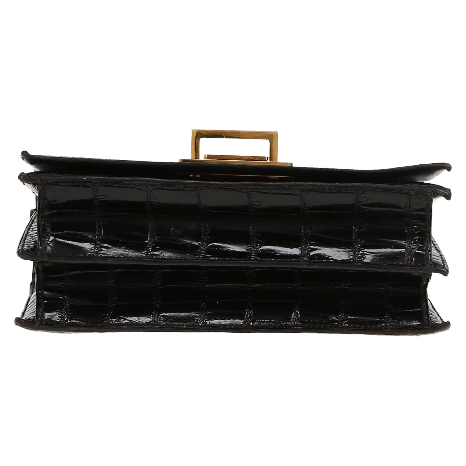 Sac à main Hermès  Vintage en crocodile noir - Detail D1