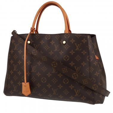 Bolso de mano Louis Vuitton  Montaigne en lona Monogram marrón y cuero natural