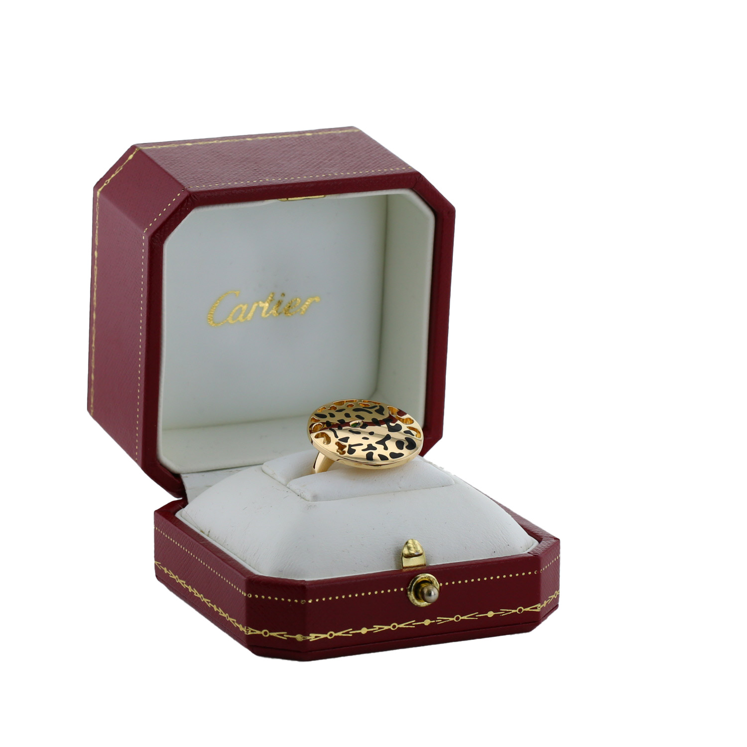 Anello Cartier Panthère in oro giallo, smalto e Tsavorite - Detail D2