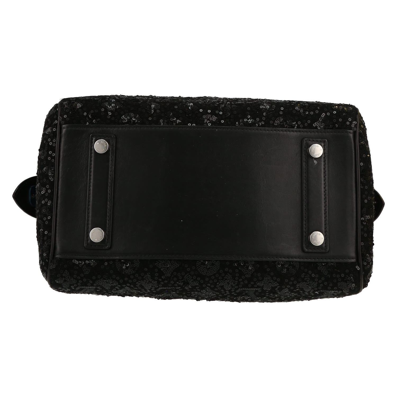 Louis Vuitton  Speedy Editions Limitées handbag  in black paillette  and black leather - Detail D1