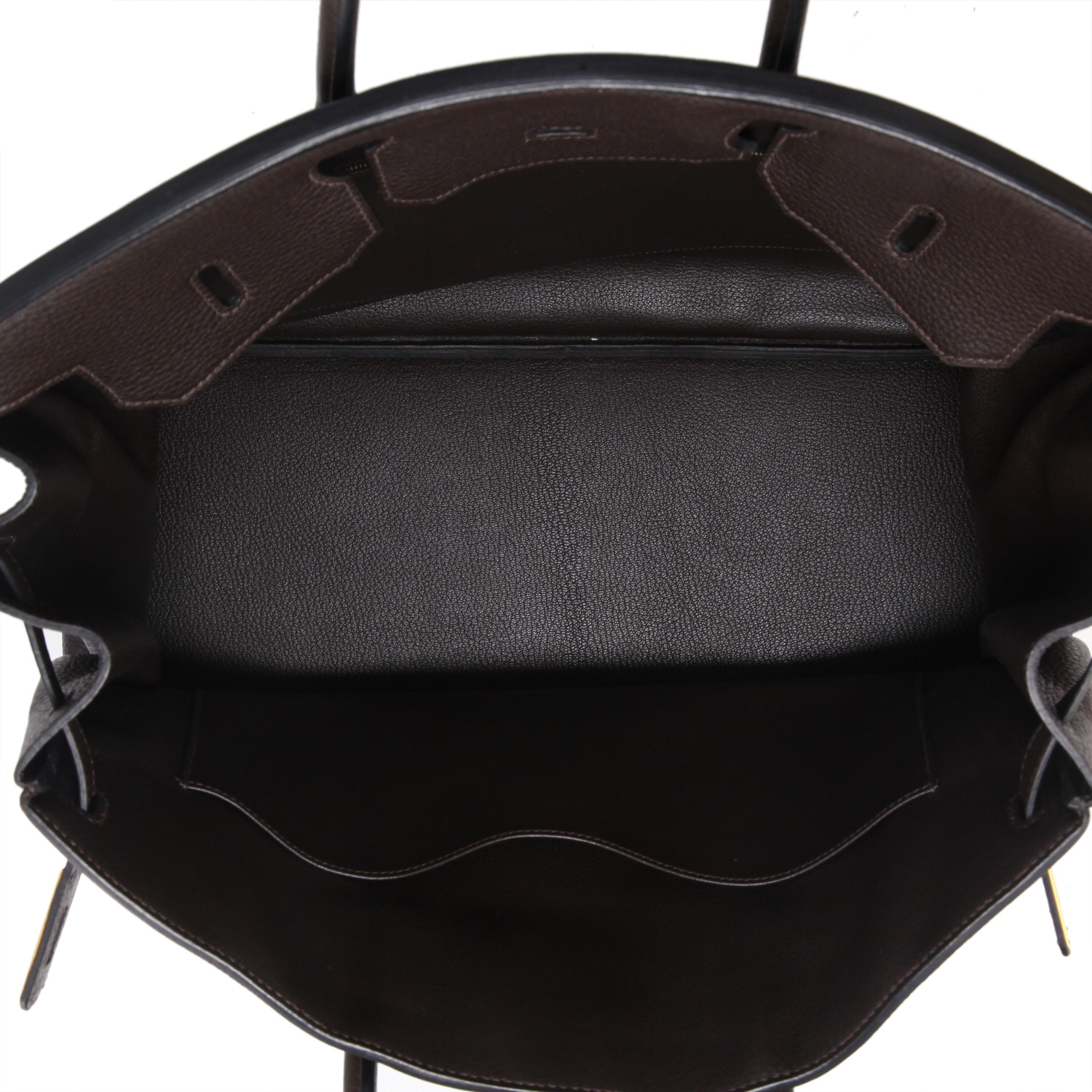 Bolso de mano Hermès  Birkin 40 cm en cuero togo ébano - Detail D4