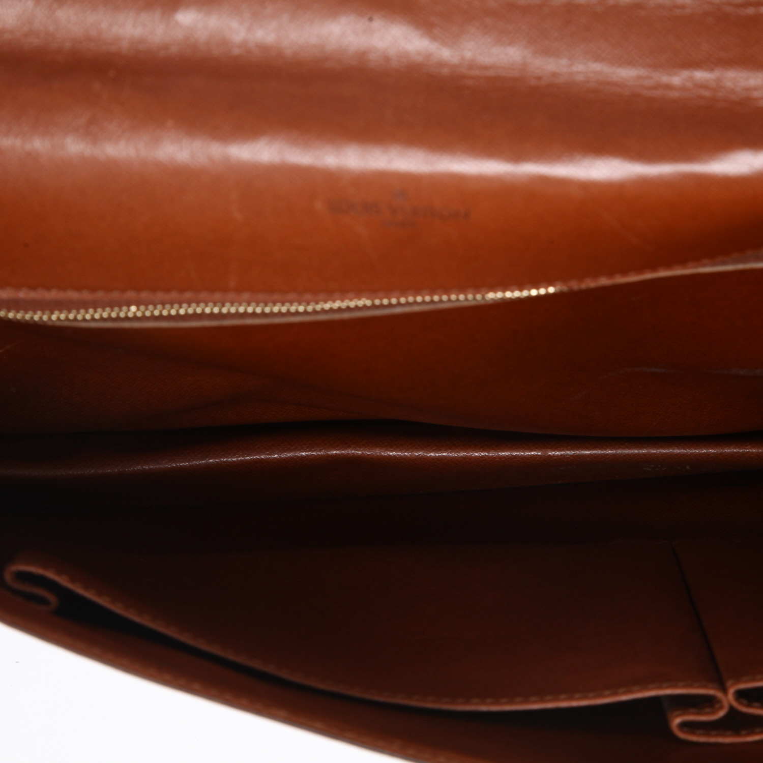 Louis Vuitton  Porte documents Voyage en toile monogram enduite marron et cuir marron - Detail D3