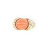 Vintage   1970's ring in yellow gold, coral and diamond - 00pp thumbnail