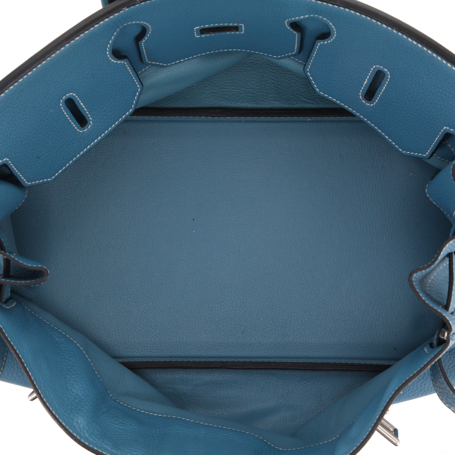 Bolso para llevar al hombro o en la mano Hermès  Birkin Shoulder en cuero togo azul - Detail D3