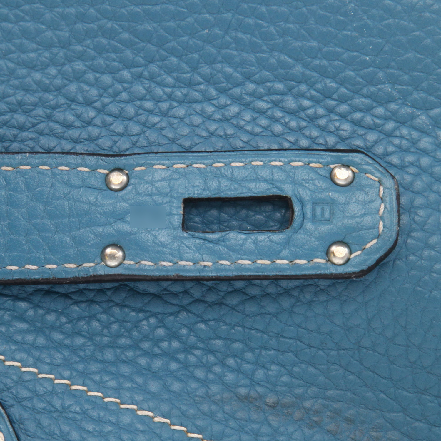 Borsa da spalla o a mano Hermès  Birkin Shoulder in pelle togo blu - Detail D4