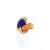 Vintage   1970's ring in yellow gold, diamonds, lapis-lazuli and coral - 360 thumbnail