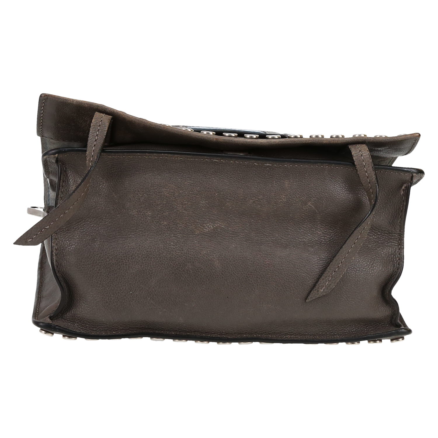 Borsa a tracolla Prada  Etiquette in pelle grigia - Detail D1