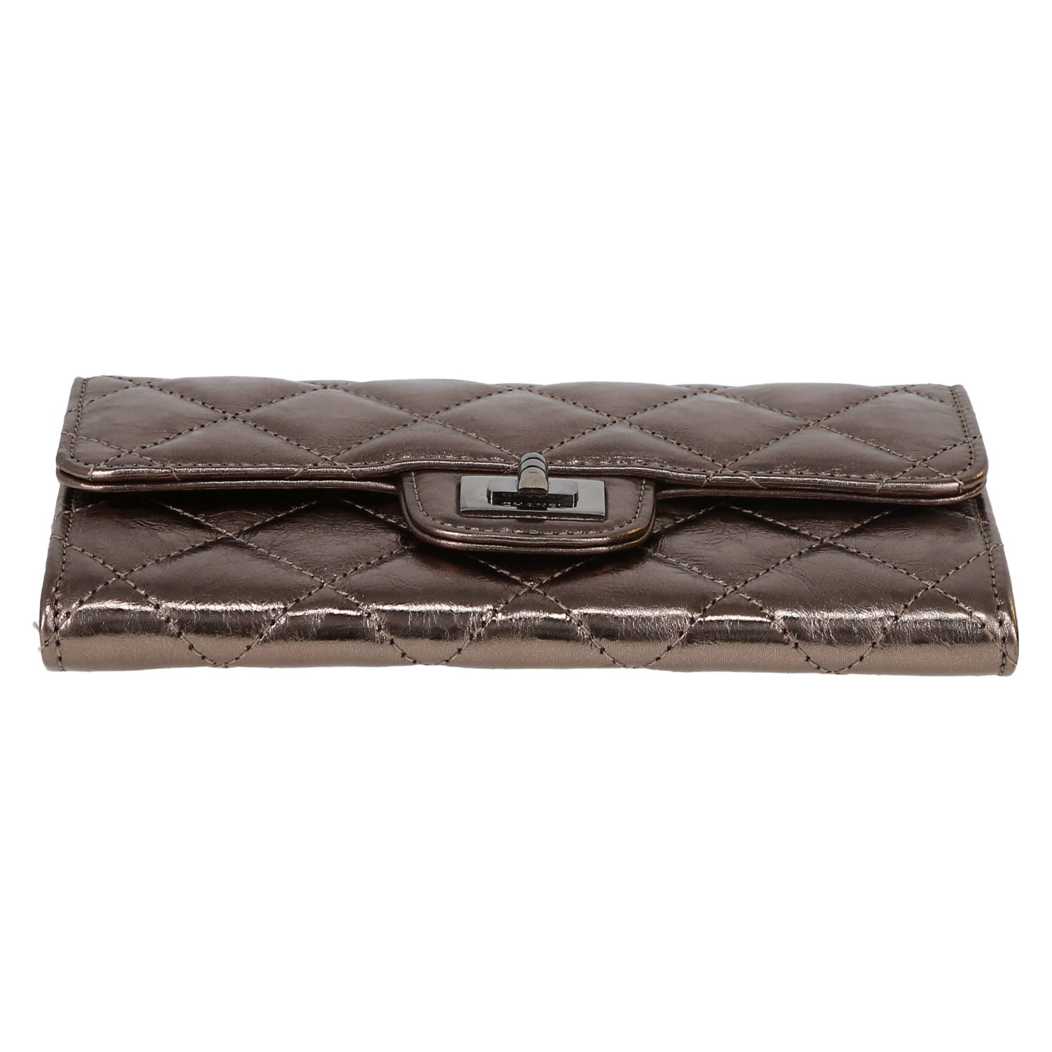 Chanel   wallet  in silver quilted iridescent leather - Detail D1