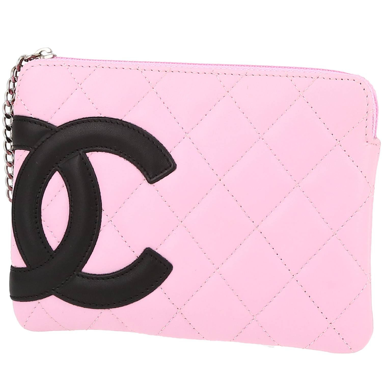 Chanel Pink and Black Quilted Ligne Cambon Petit Bucket or Tote