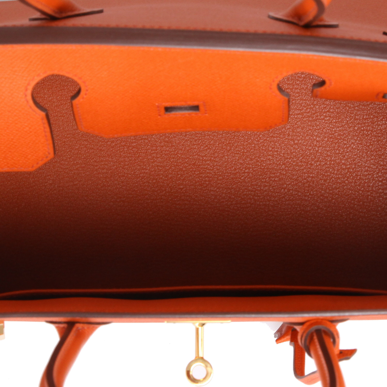 Bolso de mano Hermès  Birkin 30 cm en cuero epsom naranja - Detail D3