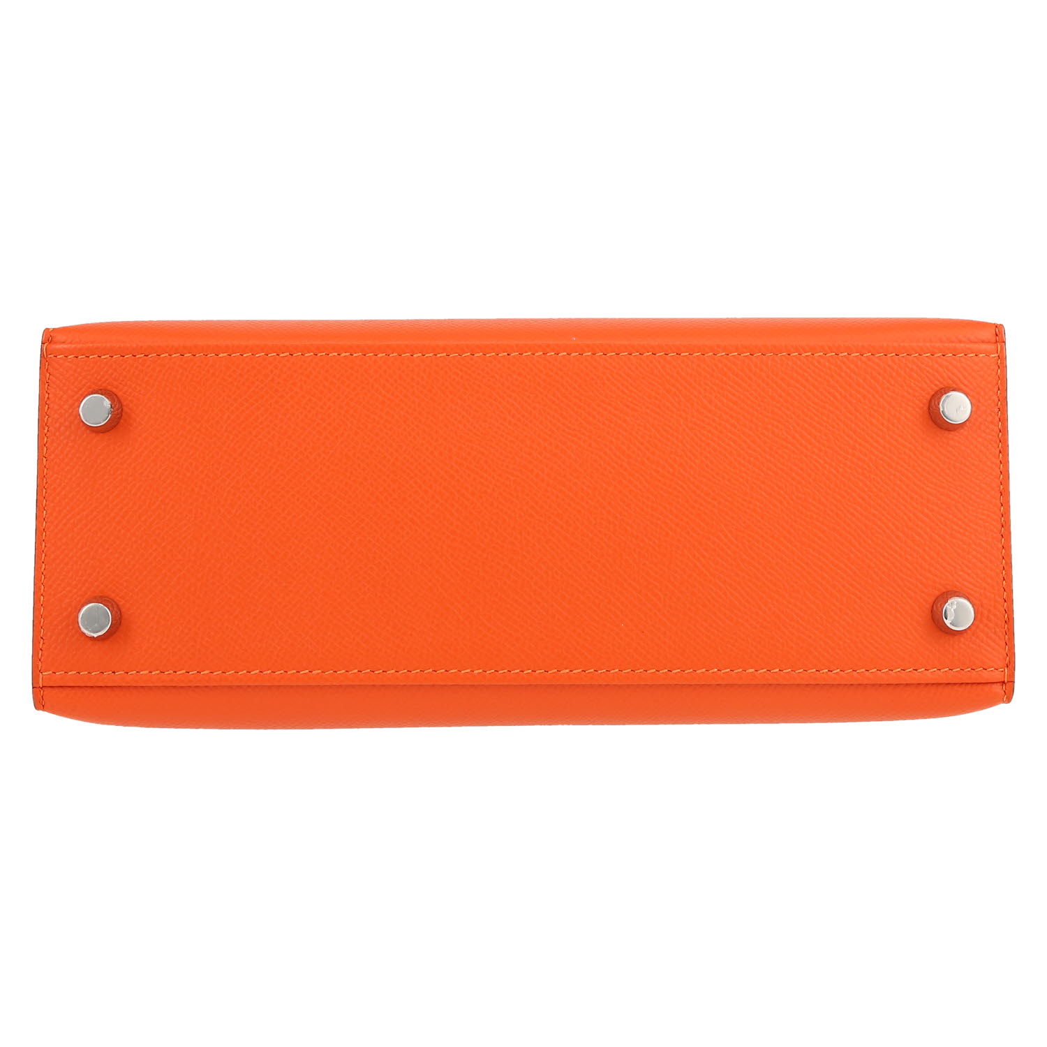 Bolso de mano Hermès  Kelly 25 cm en cuero epsom naranja - Detail D1