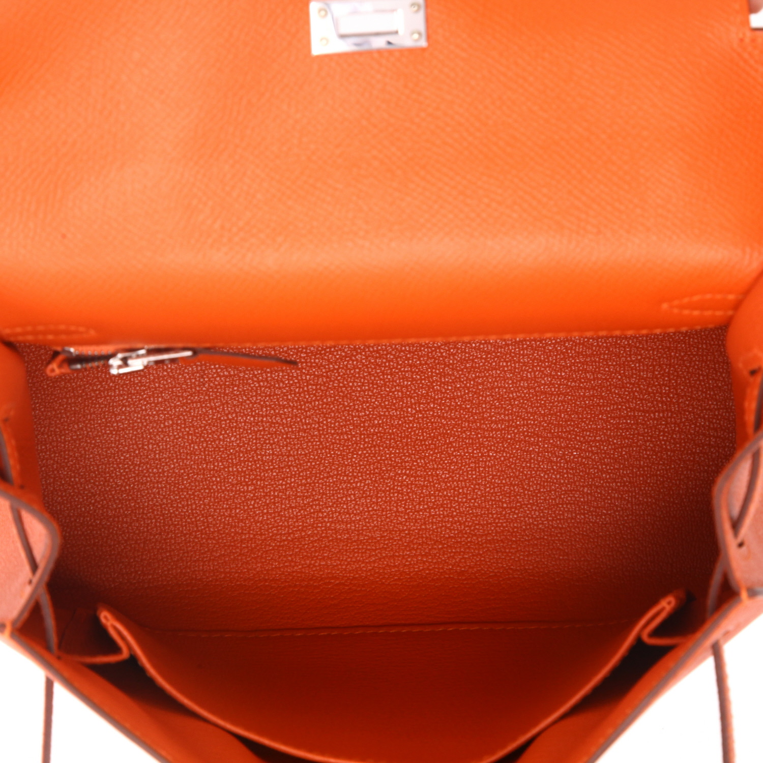 Sac à main Hermès  Kelly 25 cm en cuir epsom orange - Detail D3