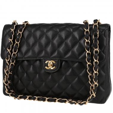 Bolso de mano Chanel  Timeless Jumbo en cuero granulado acolchado negro