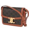 Celine  Triomphe Teen shoulder bag  in brown "Triomphe" canvas  and brown leather - 00pp thumbnail