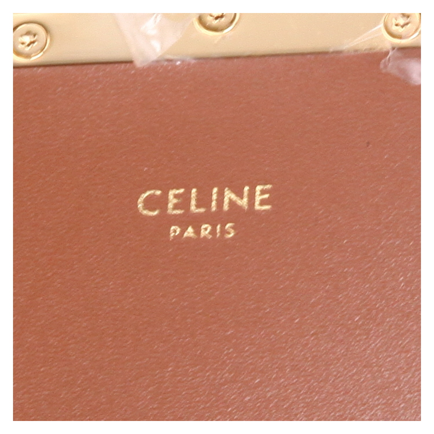 Celine  Triomphe Teen shoulder bag  in brown "Triomphe" canvas  and brown leather - Detail D2