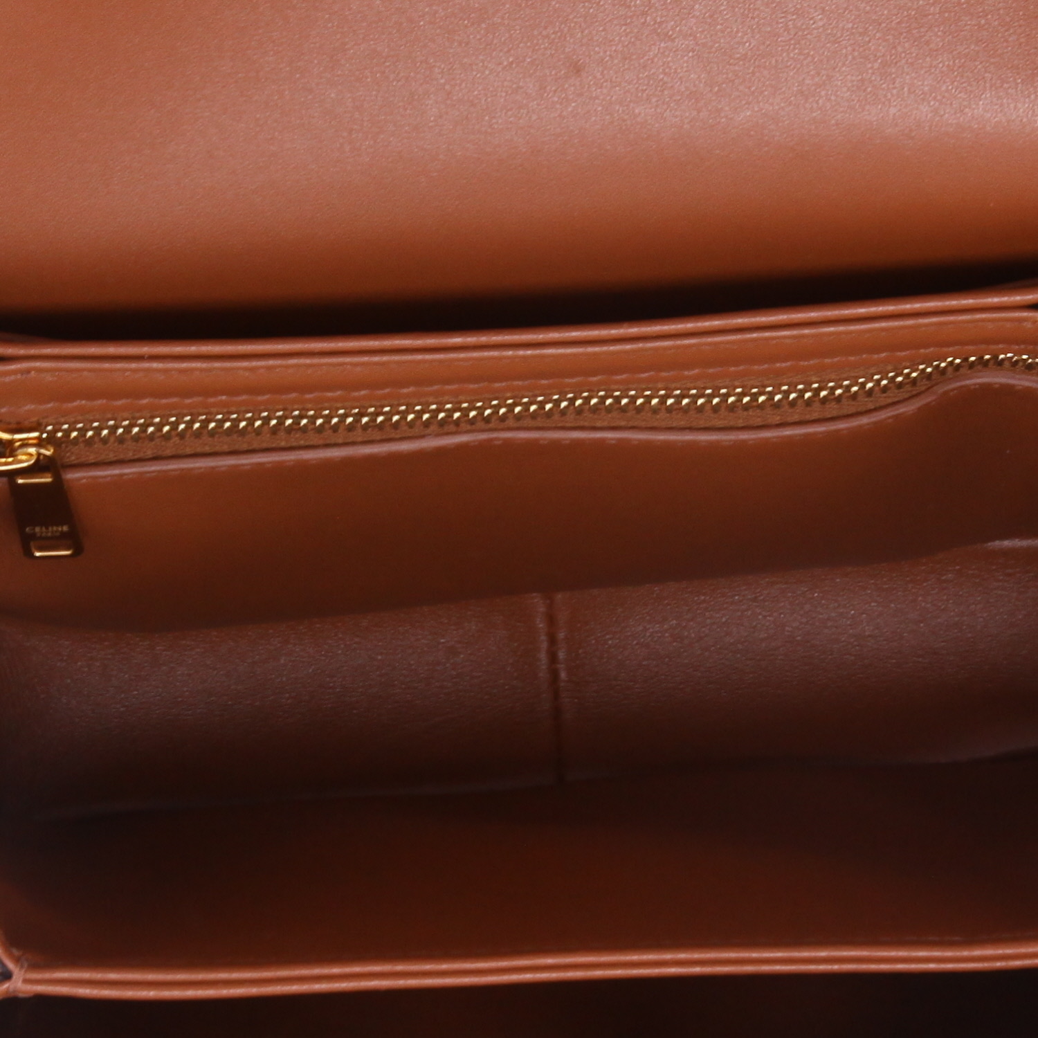 Celine  Triomphe Teen shoulder bag  in brown "Triomphe" canvas  and brown leather - Detail D3