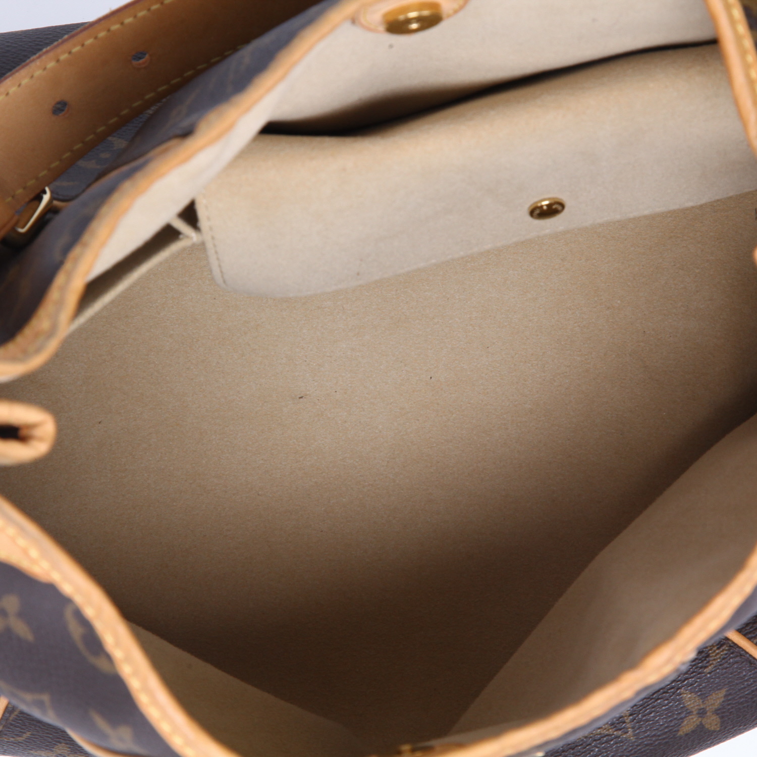 Borsa Louis Vuitton  Galliera in tela monogram marrone e pelle naturale - Detail D3