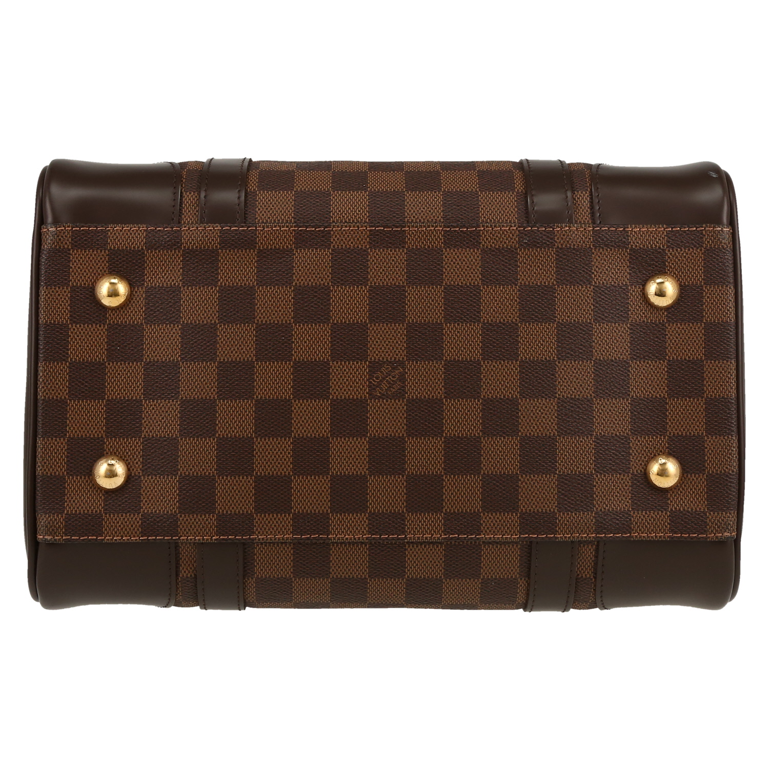 Louis Vuitton  Berkeley handbag  in ebene damier canvas  and brown leather - Detail D1