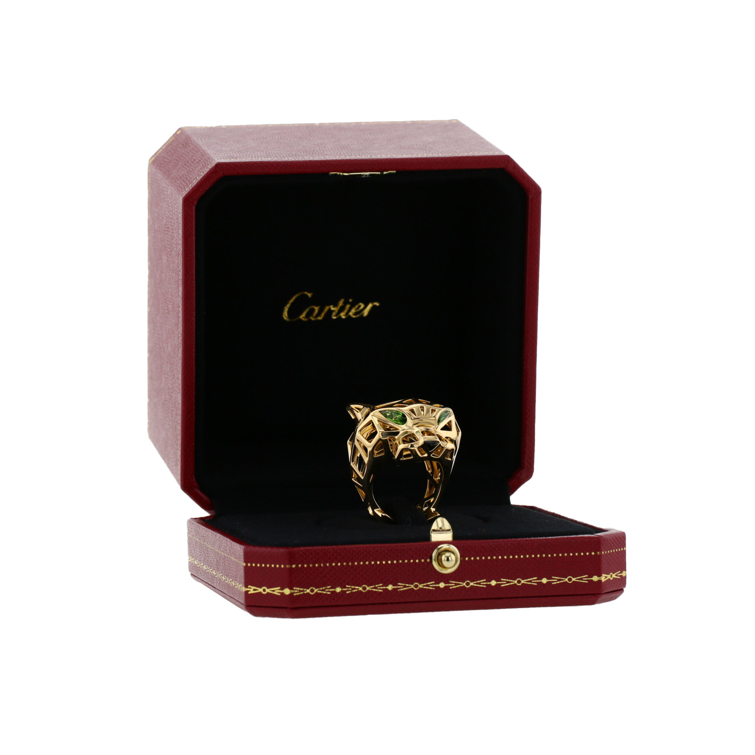 Bague Cartier Panthère en or jaune, onyx et tsavorites - Detail D2